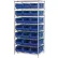 Quantum® 8 Shelf Chrome Bin Shelving, 36"W x 24"D x 74"H, 21 Hulk Containers, Blue