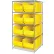 Quantum® 5 Shelf Chrome Bin Shelving, 48"W x 36"D x 86"H, 8 Hulk Containers, Yellow