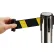 Global Industrial⢠Retractable Belt Barrier, 39" Stainless Steel Post, 6-1/2' Black/Yellow Belt