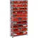 Global Industrial™ Steel Open Shelving - 14 Red Plastic Stacking Bins 8 Shelves - 36 x 12 x 73