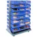 Global Industrial™ Double Sided Mobile Floor Rack w/ 96(D) Blue Bins, 36"W x 25-1/2"D x 55"H