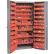Global Industrial Storage Cabinet w/ 136 Red Bins, 4 Sizes, 38"W x 24"D x 72"H, Assembled