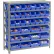 Global Industrial™ Steel Shelving with Total 36 4"H Plastic Shelf Bins Blue, 36x12x39-7 Shelves
