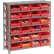 Global Industrial™ Steel Shelving with 24 4"H Plastic Shelf Bins Red, 36x18x39-7 Shelves