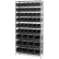 Global Industrial™ Chrome Wire Shelving With 48 Giant Plastic Stacking Bins Black, 36x14x74