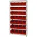 Global Industrial™ Chrome Wire Shelving w/ 28 Stacking Red Bins, 36"W x 12"D x 74"H, Gray