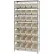 Global Industrial™ Chrome Wire Shelving w/ 28 Stacking Ivory Bins, 36"W x 14"D x 74"H, Gray