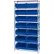 Global Industrial™ Chrome Wire Shelving With 14 Giant Plastic Stacking Bins Blue, 36x14x74