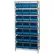 Global Industrial™ Chrome Wire Shelving With 21 Giant Plastic Stacking Bins Blue, 36x18x74