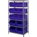 Quantum 2475-953954 Steel Shelving with 13 24"D Hulk Hopper Bins Blue, 24x36x75