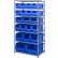 Quantum 2475-20-MIX Steel Shelving with 20 24"D Hulk Hopper Bins Blue, 24x36x75