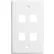 Vertical Cable, 304-J2642/4P/WH, Quad (4) Port Keystone Wall Plate (Flush) White