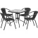 Global Industrial™ 5-Piece Rattan Outdoor Dining Set, 27-1/2" Square Glass Table