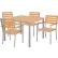 Global Industrial™ Resin Outdoor Dining Table & Chair Set, 40" Square, 4 Armchairs, Tan