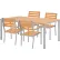 Global Industrial™ Resin Outdoor Dining Table & Chair Set, 70" Rectangular, 4 Armchairs, Tan