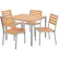 Global Industrial™ Resin Outdoor Dining Table & Chair Set, 40" Square, 4 Armless Chairs, Tan