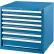 Global Industrial™ Modular Drawer Cabinet, 7 Drawers, w/Lock, 30"Wx27"Dx29-1/2"H, Blue