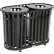 Global Industrial™ Outdoor Slatted Steel Trash Can With Flat Lid, 72 Gallon, Black