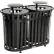 Global Industrial™ Outdoor Slatted Steel Trash Can With Rain Bonnet Lid, 72 Gallon, Black