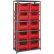 Quantum QSBU-800 Shelving With 10 Giant Hopper Bins Red, 36x18x75
