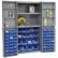 Global Industrial™ Deep Door Bin Cabinet, 68 Blue Bins, Unassembled, 38"W x 24"D x 72"H
