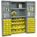 Global Industrial™ Deep Door Bin Cabinet, 68 Yellow Bins, Assembled, 38"W x 24"D x 72"H