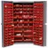 Global Industrial™ Deep Door Bin Cabinet, 132 Red Bins, Assembled, 38"W x 24"D x 72"H