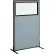 Interion® Freestanding Office Partition Panel with Partial Window, 36-1/4"W x 60"H, Blue