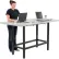Interion® Standing Height Table With Power, 72"L x 36"W, Gray