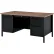 Interion® Steel Teachers Desk, 60"W x 30"D, Walnut Top with Black Frame
