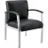 Interion® Synthetic Leather Reception Chair With Arms, Black W/ Silver Frame