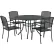 Global Industrial™ Mesh Café Table & Chair Set, 48" Round, 4 Armchairs, Black