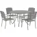 Global Industrial™ Mesh Café Table & Chair Set, 48" Round, 4 Armchairs, Gray