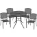 Global Industrial™ Mesh Café Table & Chair Set, 36" Round, 4 Armchairs, Black