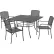 Global Industrial™ Mesh Café Table & Chair Set, 48" Square, 4 Armchairs, Black