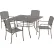 Global Industrial™ Mesh Café Table & Chair Set, 48" Square, 4 Armchairs, Bronze