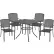 Global Industrial™ Mesh Café Table & Chair Set, 36" Square, 4 Armchairs, Black