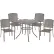 Global Industrial™ Mesh Café Table & Chair Set, 36" Square, 4 Armchairs, Bronze