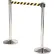 Global Industrial™ Retractable Belt Barrier, 40" Stainless Steel Post, 10' Black/Yellow Belt - Pkg Qty 2