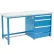 Global Industrial™ 72"Wx30"D Modular Workbench W/ 3 Drawers, Plastic Laminate Square Edge, Blue