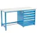 Global Industrial™ 72"Wx30"D Modular Workbench W/ 5 Drawers, Plastic Laminate Safety Edge, Blue