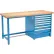 Global Industrial™ 72Wx30D Modular Workbench, 7 Drawers, Maple Butcher Block Square Edge, Blue