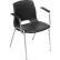 InterionĀ® Merion Collection Stacking Chair With Mid Back Fixed Arms, Plastic, Black - Pkg Qty 4