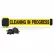 Banner Stakes Magnetic Wall Mount Barrier, 7' Yellow "Cleaning In Progress" Belt