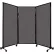Portable Acoustical Partition Panel, AWRD 70"x8'4" Fabric, With Casters, Charcoal Gray