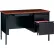 Interion® Steel Desk, Single Right Pedestal, 3 Drawers, 45"W x 24"D, Walnut Top w/ Black Frame