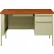 Interion® Steel Desk, Single Right Pedestal, 3 Drawers, 45"W x 24"D, Oak Top w/ Putty Frame