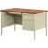 Interion® Steel Desk, Single Right Pedestal, 3 Drawers, 48"W x 30"D, Oak Top w/ Putty Frame