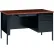 Interion® Steel Desk, Single Right Pedestal, 3 Drawers, 48"W x 30"D, Walnut Top w/ Black Frame
