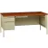 Interion® Steel Desk, Single Left Pedestal, 3 Drawers, 66"W x 30"D, Oak Top w/ Putty Frame